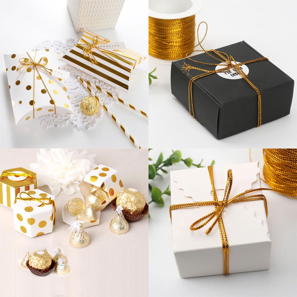Gummifaden Gummikordel Hochelastisch Strapazierfähigem Gummischnur Gummiband Elastischerfaden Runde Elastische String für Nähen Basteln Dekorieren Geschenkverpackung Gold Silber