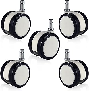 ENJOY Casters  Diameter 60mm Ikea Bi-Color Molded Urethane Casters  Move Smoother Than 50mm Casters  0.4 inch 10 mm Shaft Diameter Ikea OA Chair Replacement Casters Set of 5 6005WUB-E-IK