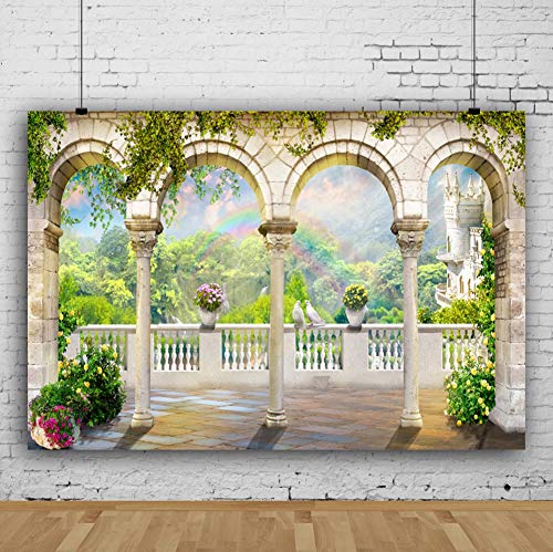Fondo fotográfico 8x6 ft puerta arco jardín boda miniatura 2