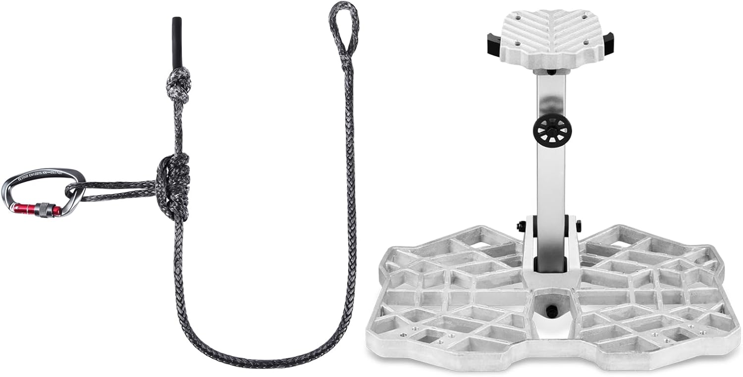 UIIHUNT Saddle Hunting Bridge Rope and Tree Saddle Hunting Platform: Reliable Saddle Platform with Non-Slip Ridge Grips, Mobile Cast Aluminum Construction, Fully Adjustable Silent Hunting Saddle Platf