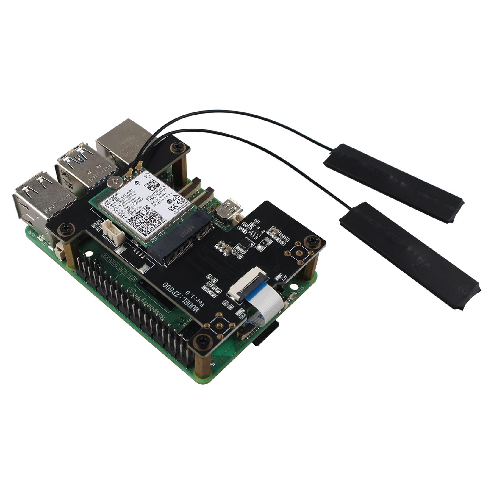 PCIe To M.2 E Key Adapter HAT For Raspberry Pi 5 - Supports 2230 WiFi/BT Modules