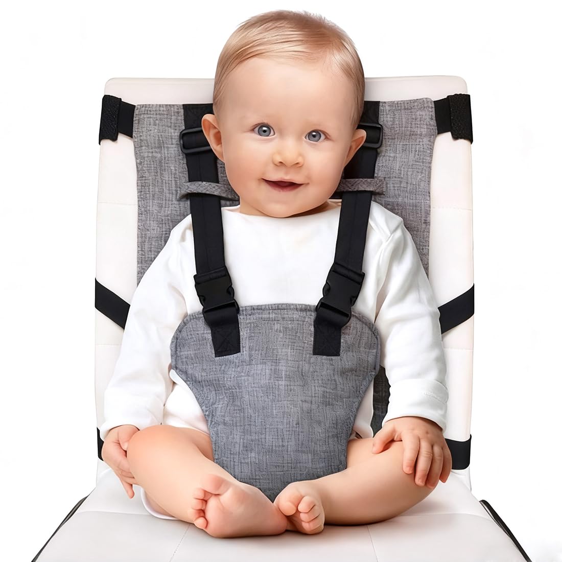 1 Pezzi Seggiolone Pappa Portatile, Lavabile Seggiolone Imbracatura, Seggiolone per Bambini da Viaggio con Imbracatura di Sicurezza, Sedia Imbracatura Portatile per Bambini, 6-36 Mesi per Viaggi Casa