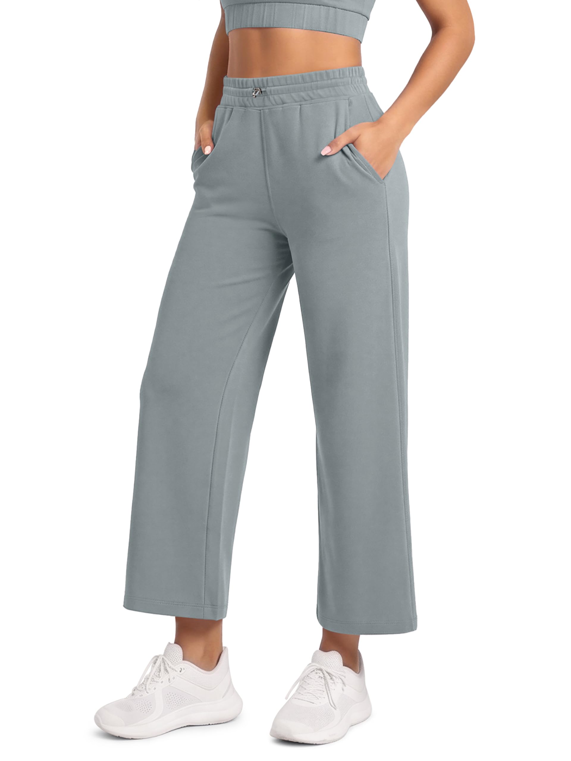 ODODOS Women's Modal Soft Wide Leg Pants with Pockets Adjustable Shockcord High Waist Casual Lounge Pants-27/29/31" Inseam