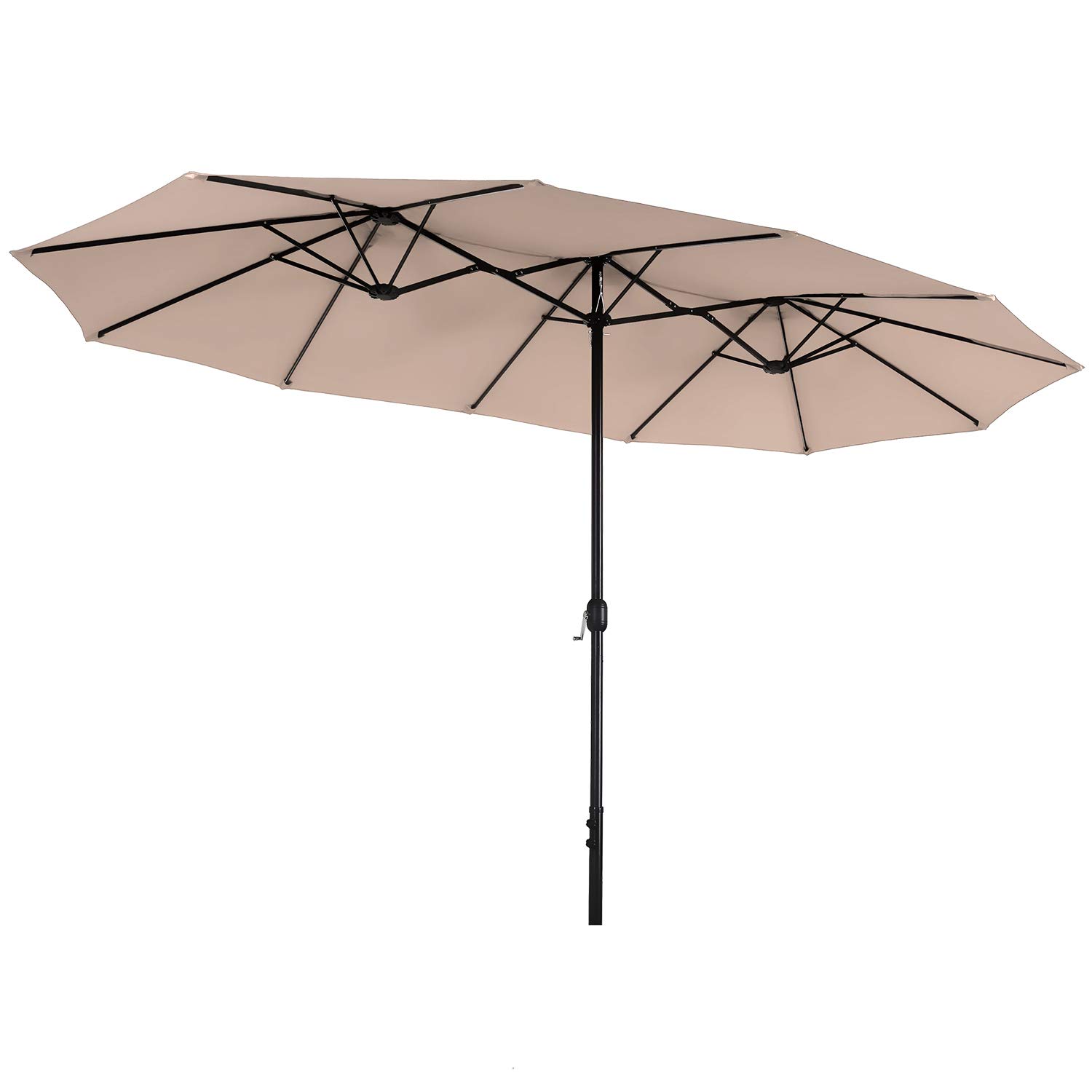 PHI VILLA 13 ft Outdoor Patio Umbrella, Large Rectangular Double Sided Market Table Twin Umbrellas with Crank Handle for Deck Pool(Beige)