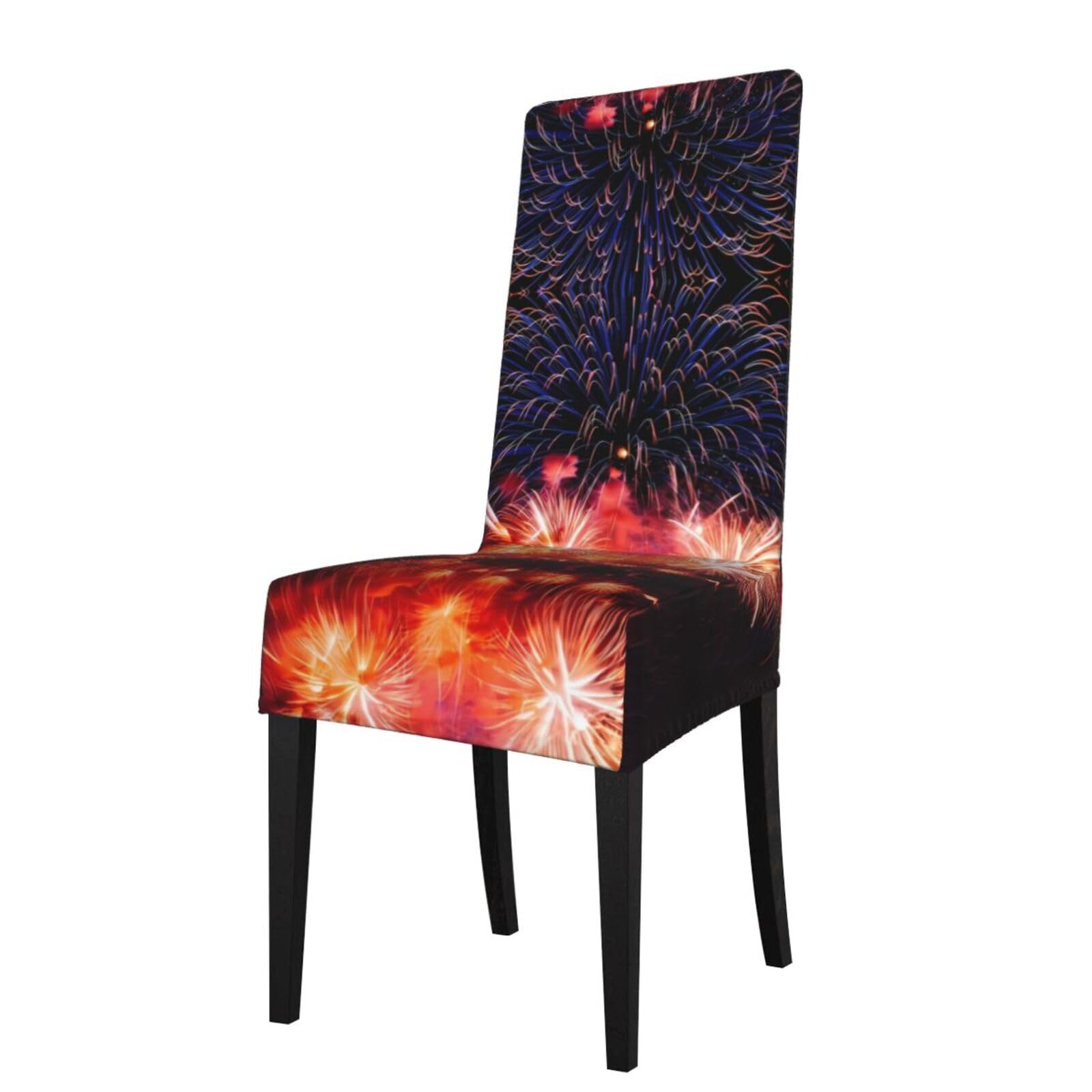 Yyhwhjde Black Fireworks Sky Prints Protection Cover For Dining Chair – Stretch Slipcovers For A Fresh, Refreshed Dining Room Look!