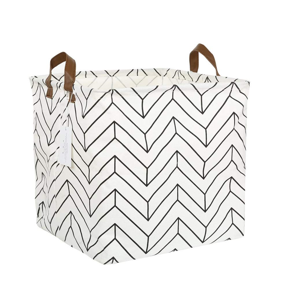 U-HOOME Rectangular Storage Basket,Collapsible Cute Pattern Storage Bin,Waterproof Coating Storage Box with Handles for Home Organization,Toy Organizer,Shelf Basket (Geometry)