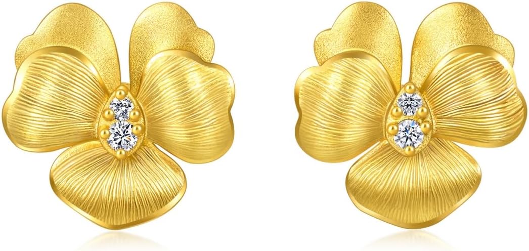 CHOW SANG SANG 999 24K Gold Cultural Blessings Blossoms Stud Earrings for Women 94688E