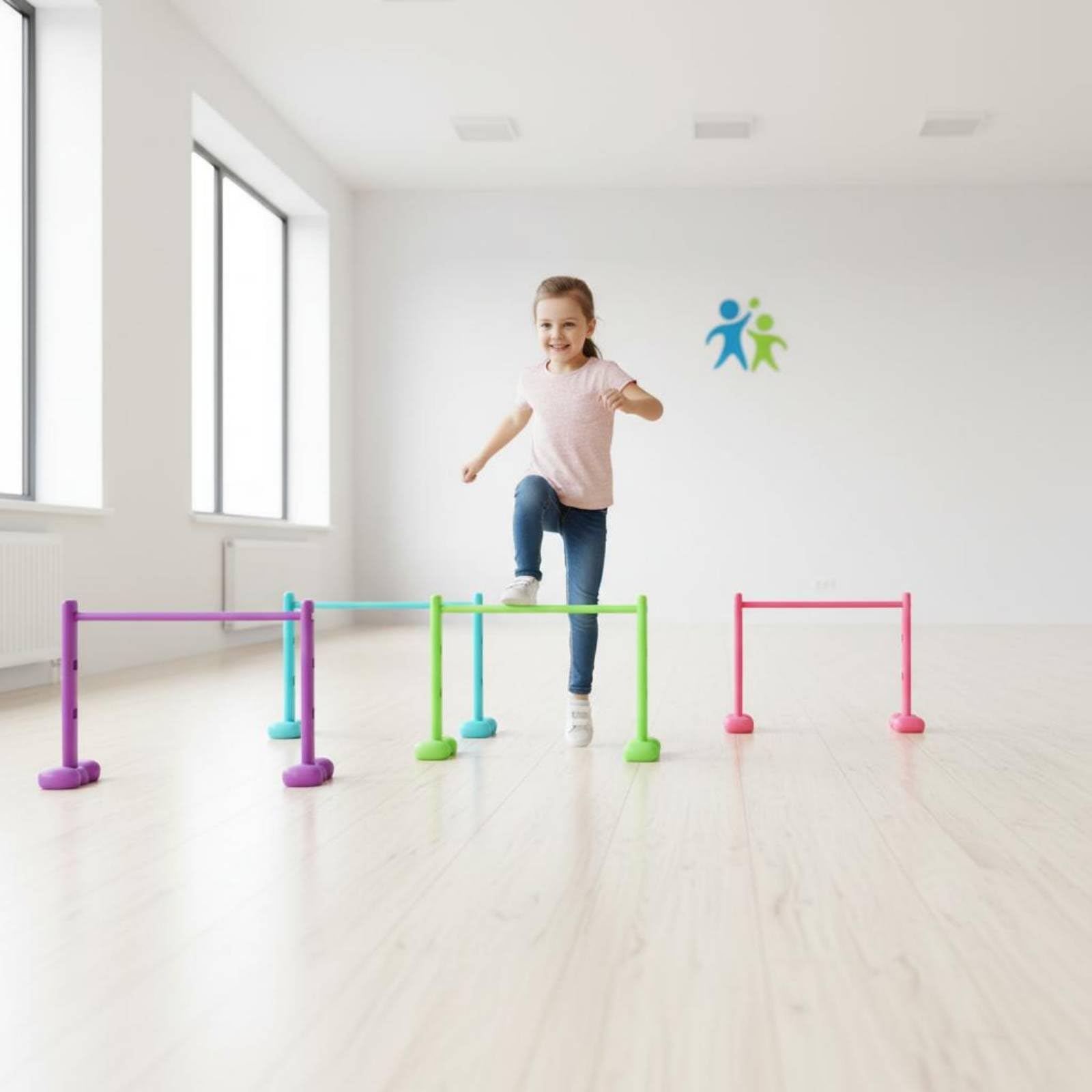 Amagogo Kinder Hürden Set Hindernisparcours Hürden Tunnel Balancierstangen Trainingsspielzeug Verstellbares Design für Krabbeln Springen Gleichgewicht für, Verstellbare Hürden Vierfarbig Set