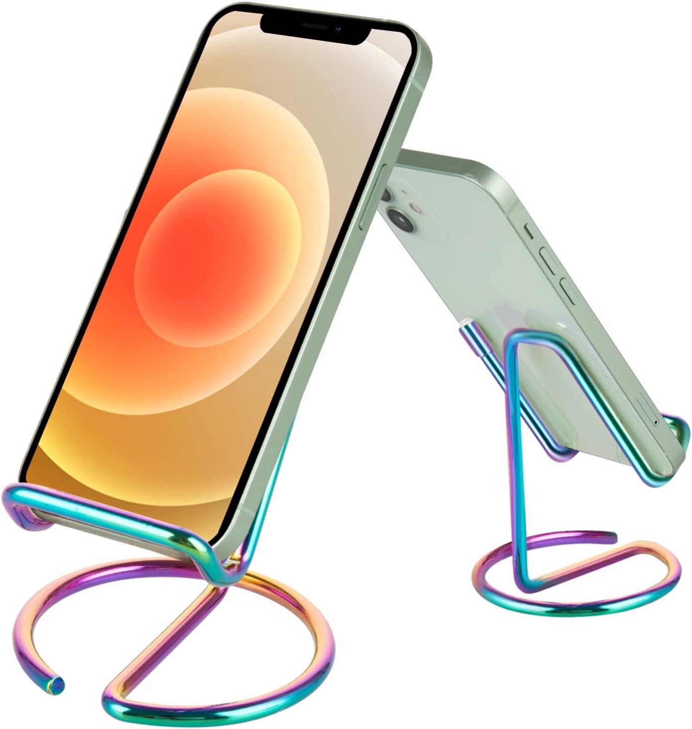 Cell Phone Stand for Desk, Cute Metal Rainbow Cell Phone Stand Holder Desk Accessories, Compatible with All Mobile Phones, iPhone, iPad