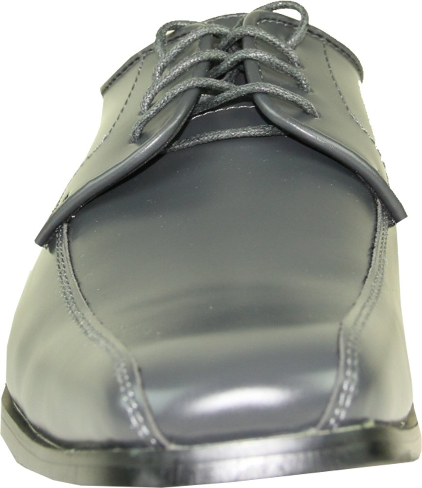 VANGELO Men Tuxedo Shoe TUX-5 Square Toe for Wedding, School Uniform and Formal Event Iron Grey