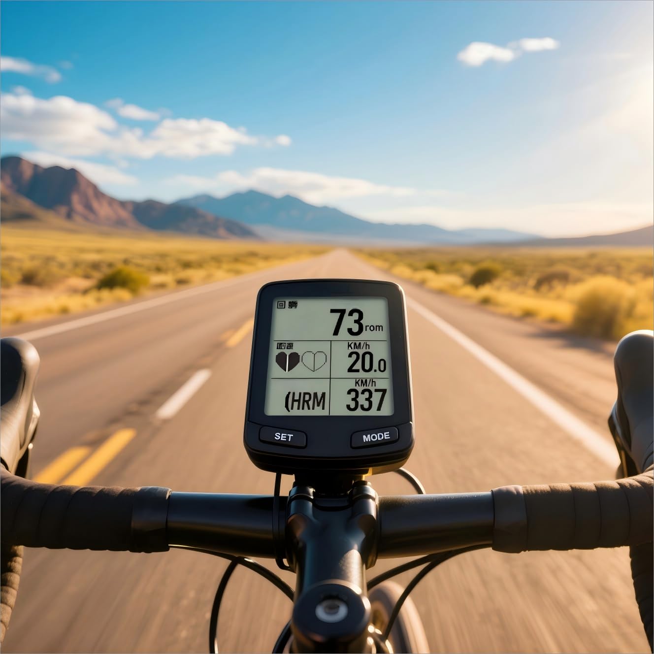 Digital Bicycle Speedometer, LCD Display with Backlight, Speed and Distance Monitor, Handlebar Mount
