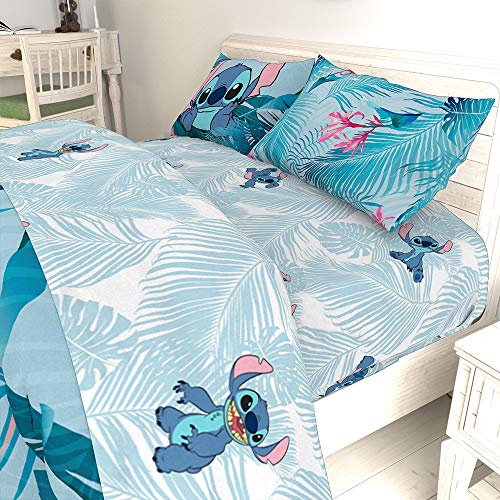 Image of Jay Franco Kids Sheet Set with Fitted, Flat Sheets & Pillow Cover - Ultra-Soft Bedding with Pillowcase for Room Decor, Teal - Lilo & Stitch, 4 Piece Full