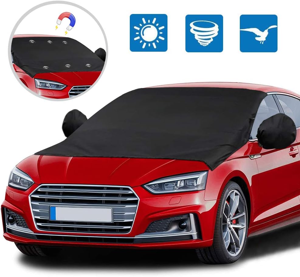 opamoo Car Snow Cover, Windshield Snowshade, Sunshade, UV Protector, Windshield Cover Rearview Mirror Protector Ice, Snow, Frost Sun Protection