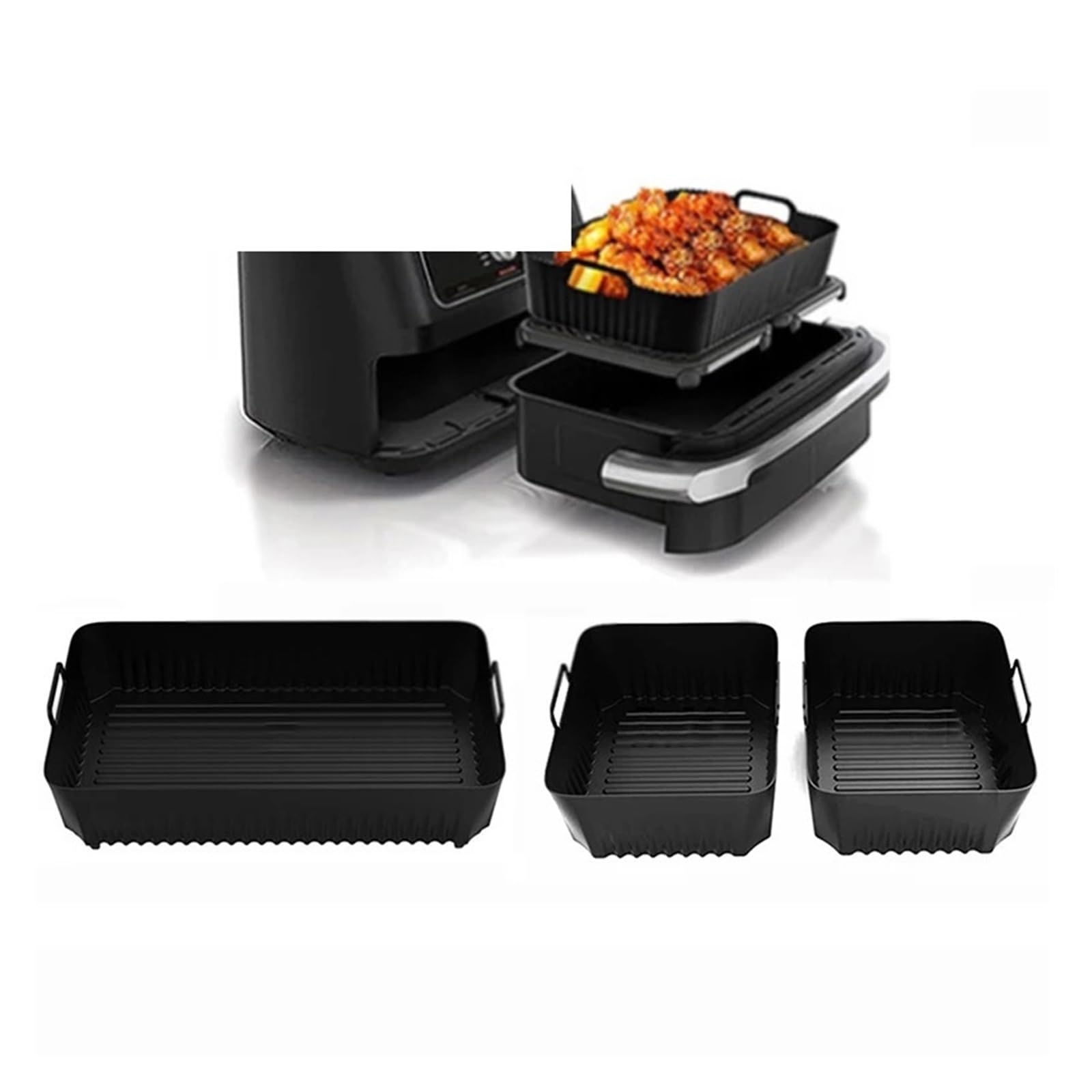 Air Fryer Tablett Silikonform, Kompatibel For Ninja, Af500 Air Fryer Liner Korb Wiederverwendbare Ofen Backblech Antihaft-Pizza-Grill-Pfanne(Gray 10.4L Liner)