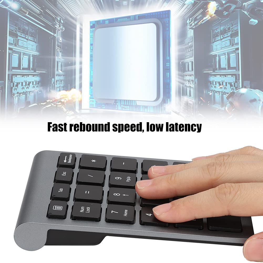 Bezprzewodowa klawiatura numeryczna z myszką, podkładki numeryczne Bluetooth 2,4 G, mysz i odbiornik USB, zestaw do laptopa PC, 22 klawisze, blokada numeryczna, wskaźnik LED (szara)