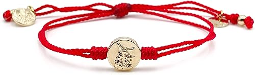 Miniatura 8 de St Michael Archangel Coin Medal on Adjustable Red Cord Wrist Adjustable Bracelet (Black)