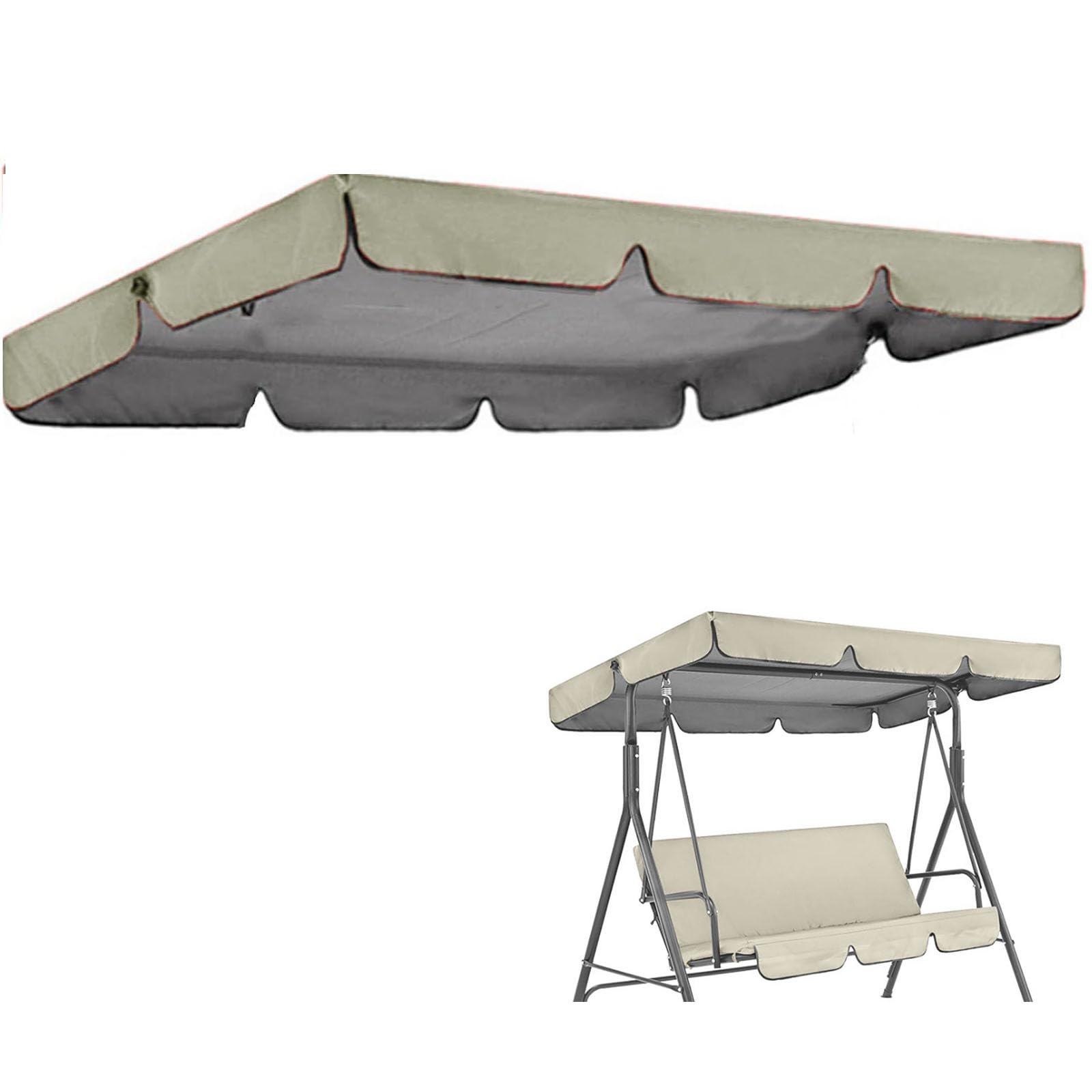 MXCZFC Swing Chair Canopy Replacement, Garden Swing Canopy Replacement,Waterproof Windproof Anti-UV Garden Swing Seat Canopy Cover Heavy Duty Rip Proof Hammock Cover Top,Beige,142x120x18cm