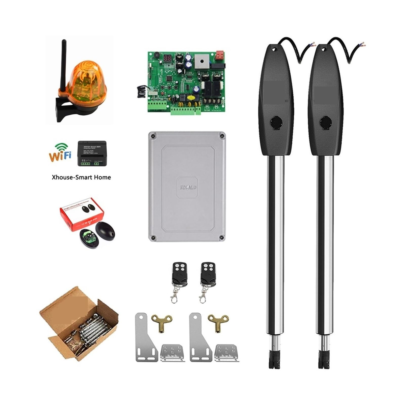 Mooilko Kit No7 400Kg Automatic Dual Arms Electric Swing Door Gate Opener Operator Motor Actuator Closer Swing Gate Opener For Access Control Residential, Commercial(Kit No7)
