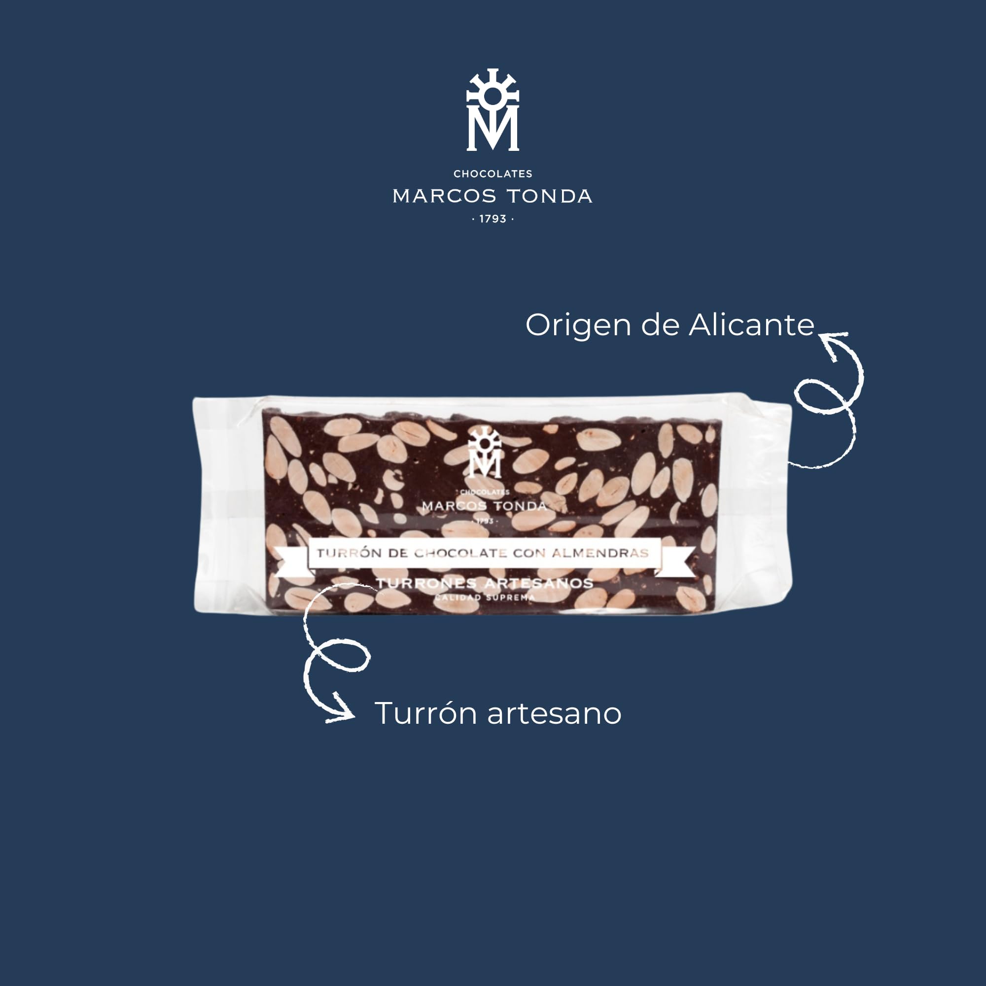 Chocolates Marcos Tonda - Pack De 5 Turron De Chocolate Con Leche Y Almendras | Turron Duro Con Chocolate Con Almendras | Caja De Chocolates Para Regalar | Chocolat Originales Para Regalar