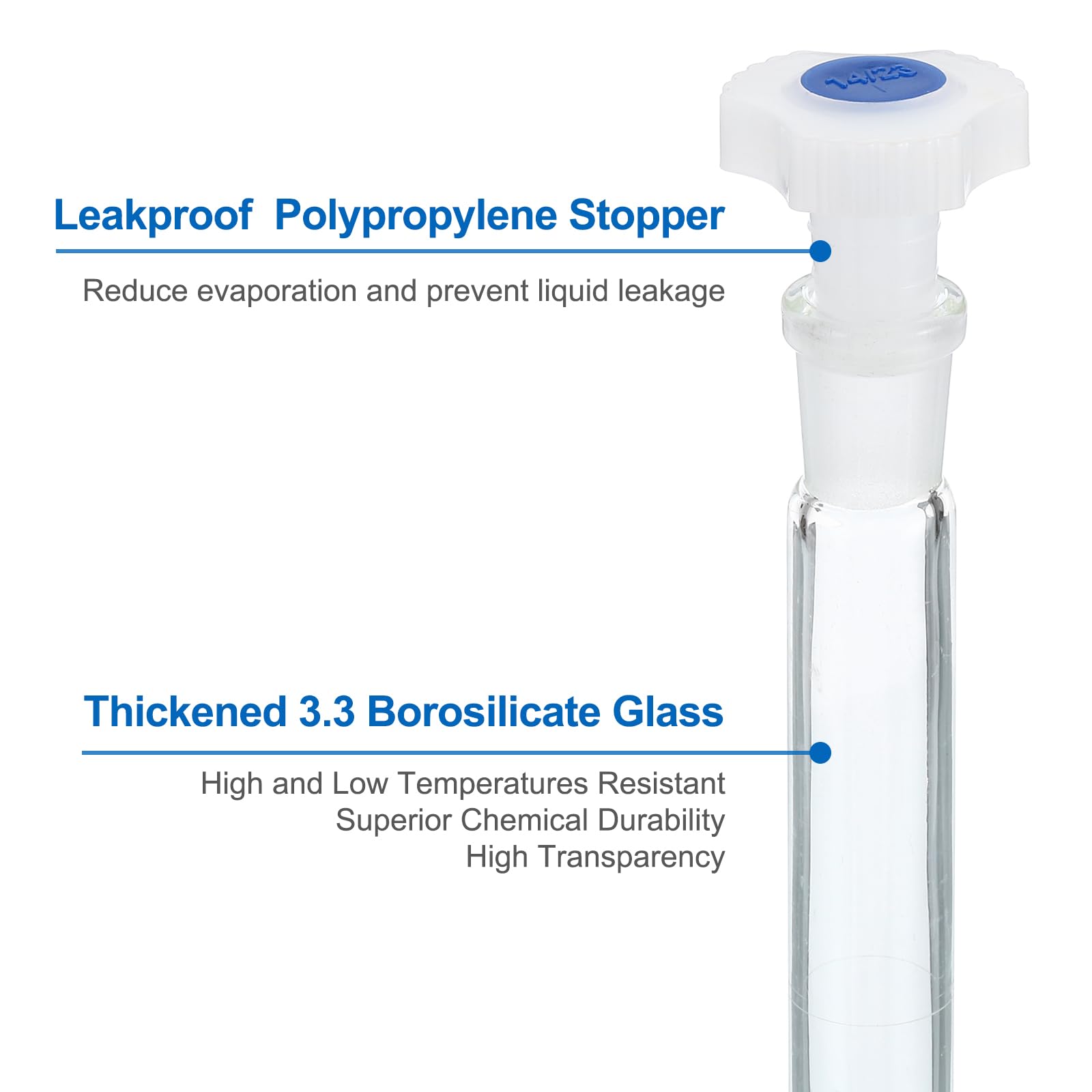 PATIKIL Matraccio Tarato 100ml Matraccio Graduato 2pz 3.3 Vetro Borosilicato Graduato Volumetrico Misura Flacone con Spina Tappo Tolleranza 0.1ml per Laboratorio Esperimento Trasparente