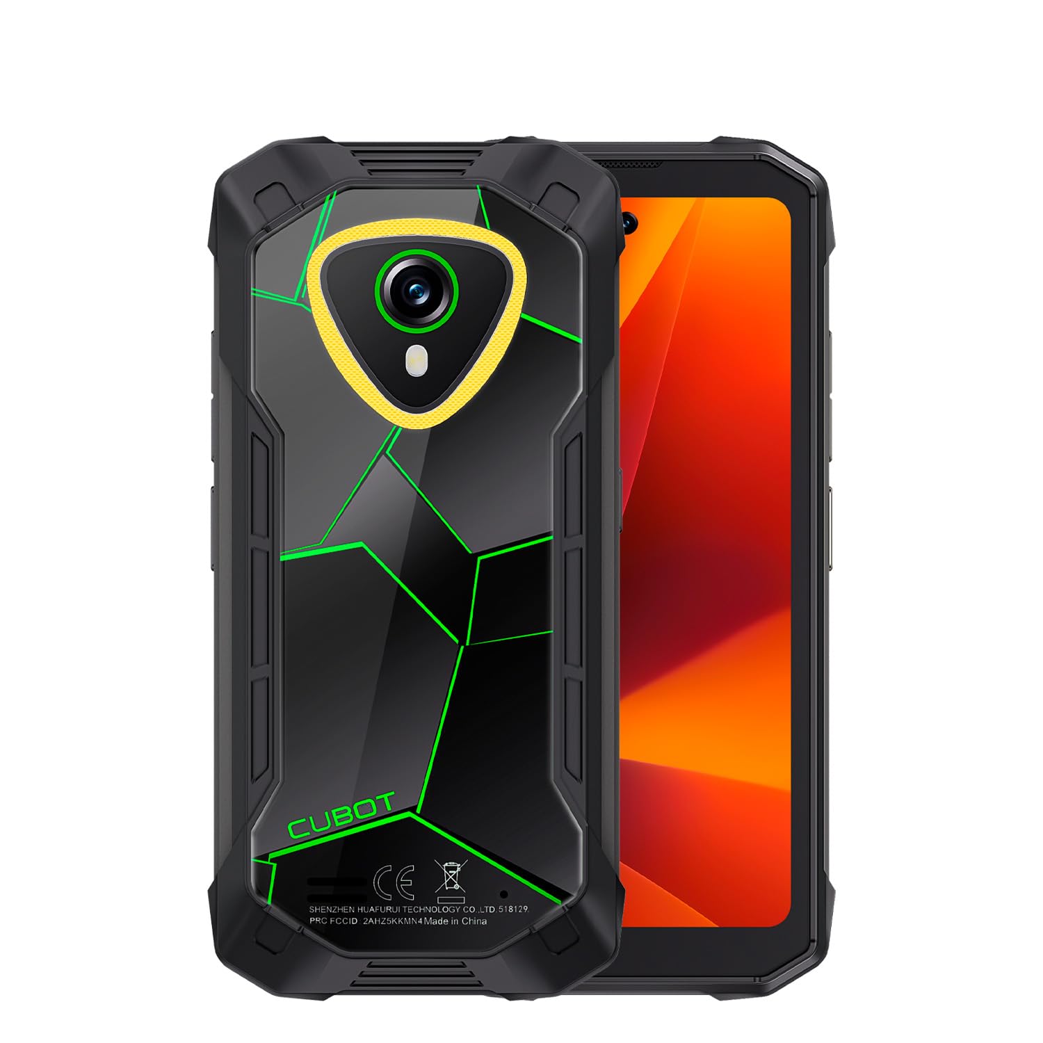 CUBOT KingKong Mini 4 - Smartphone Ruggerizzato 4.7" HD+ 90Hz, 16GB RAM (6GB+​10GB Est.), 128GB ROM, Fotocamera 48MP, Android 15, Unisoc T616, Nero+​Verde