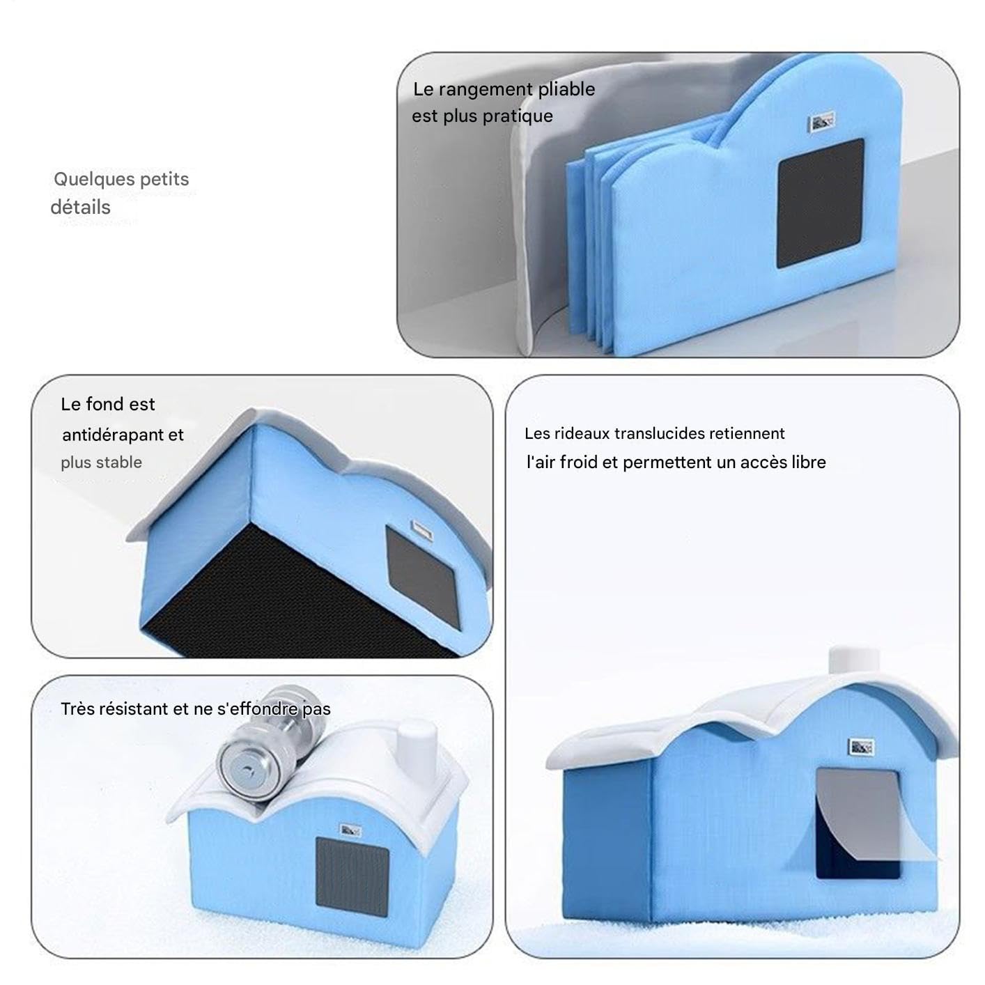 Maison De Refroidissement pour Animaux, Maison Climatisée pour Chat & Chien avec Affichage De La Température, Bacs À Glace Et Sacs en Coton Absorbant, Tente Isolée Rafraîchissante pour Animaux