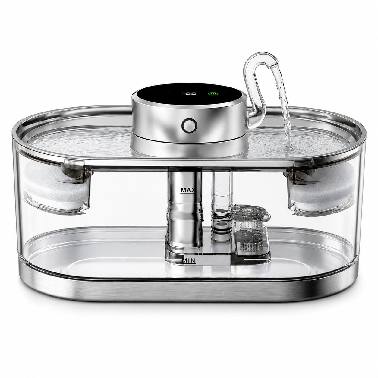 Fuente inalámbrica para gatos de 3 L con batería y detector de movimiento, fuente de agua para gatos de acero inoxidable, silenciosa fuente para gatos con filtro de carbón activo, fuente de agua para