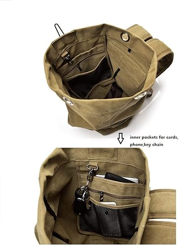 Miniatura 9 de DETECH - Mochila militar de gran capacidad, bolsa de escalada de viaje, mochila táctica militar, bolsa de hombro de lona, Beige Bronceado, Grande,