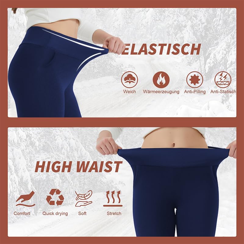 Fleece Lined Yoga Pants - High Waisted 4-Way Stretch Thermal for Winter Running & Gym3