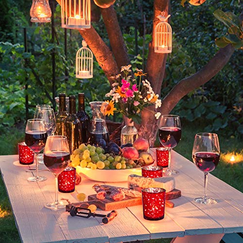 image for Rista Jade 24-Pack Mercury Votive Candle Holders Bulk, Speckled Red Me