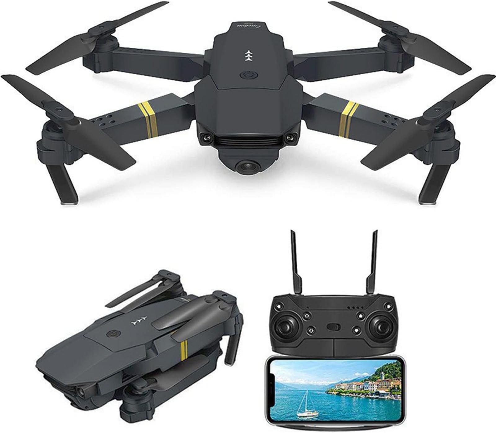 YelaJoy Drone with Camera,E58 4K Drone with Camera,1080P HD FPV Foldable Drone with Carrying Bag,2 Batteries,360° Flip,Altitude Hold,One Key Take Off and Landing,Gifts for Kids,Adults,Beginner
