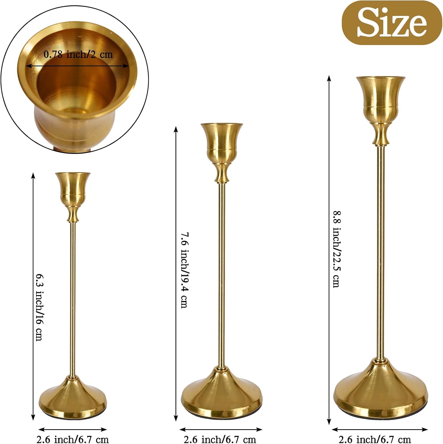 Pesonlook Brass Gold Candlestick Holders 30 PCS Metal Taper Candle Holders,Tall Metal Candlestick Holders for Table Centerpiece,Wedding,Party,Dinner Home Decoration