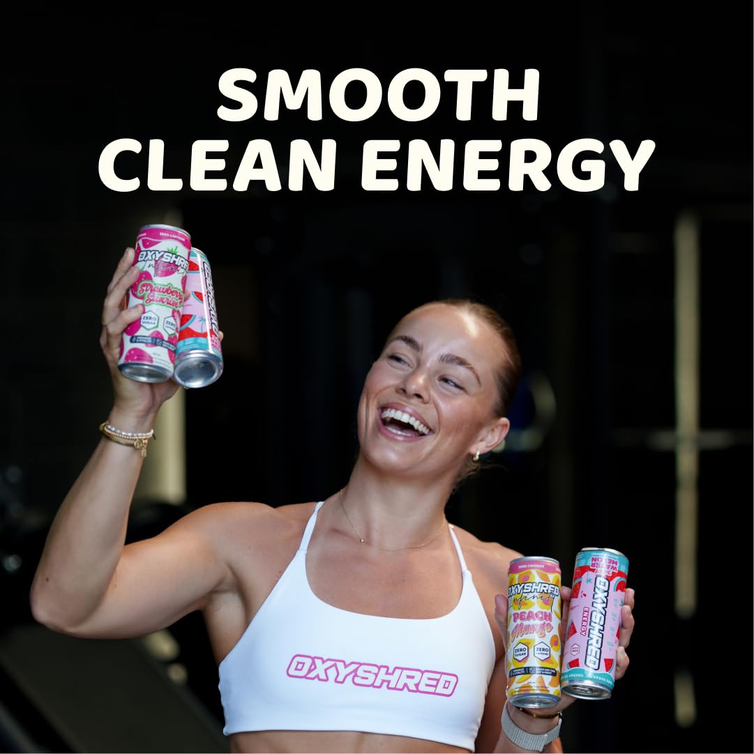 EHP Labs OxyShred Healthy Energy Drink - Zero Sugar Energy Drinks with Amino Acids, Green Tea Extract, Vitamin C & L Carnitine - Zero Carbs, Zero Calories, Clean Caffeine, Gummy Snake (12-Pack)