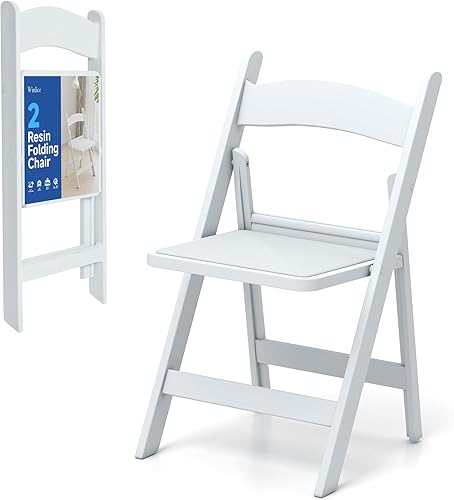 Miniatura 12 de Sillas plegables de resina blanca, sillas apilables con asientos acolchados, capacidad de peso de 800 libras, silla cómoda - Sillas plegables