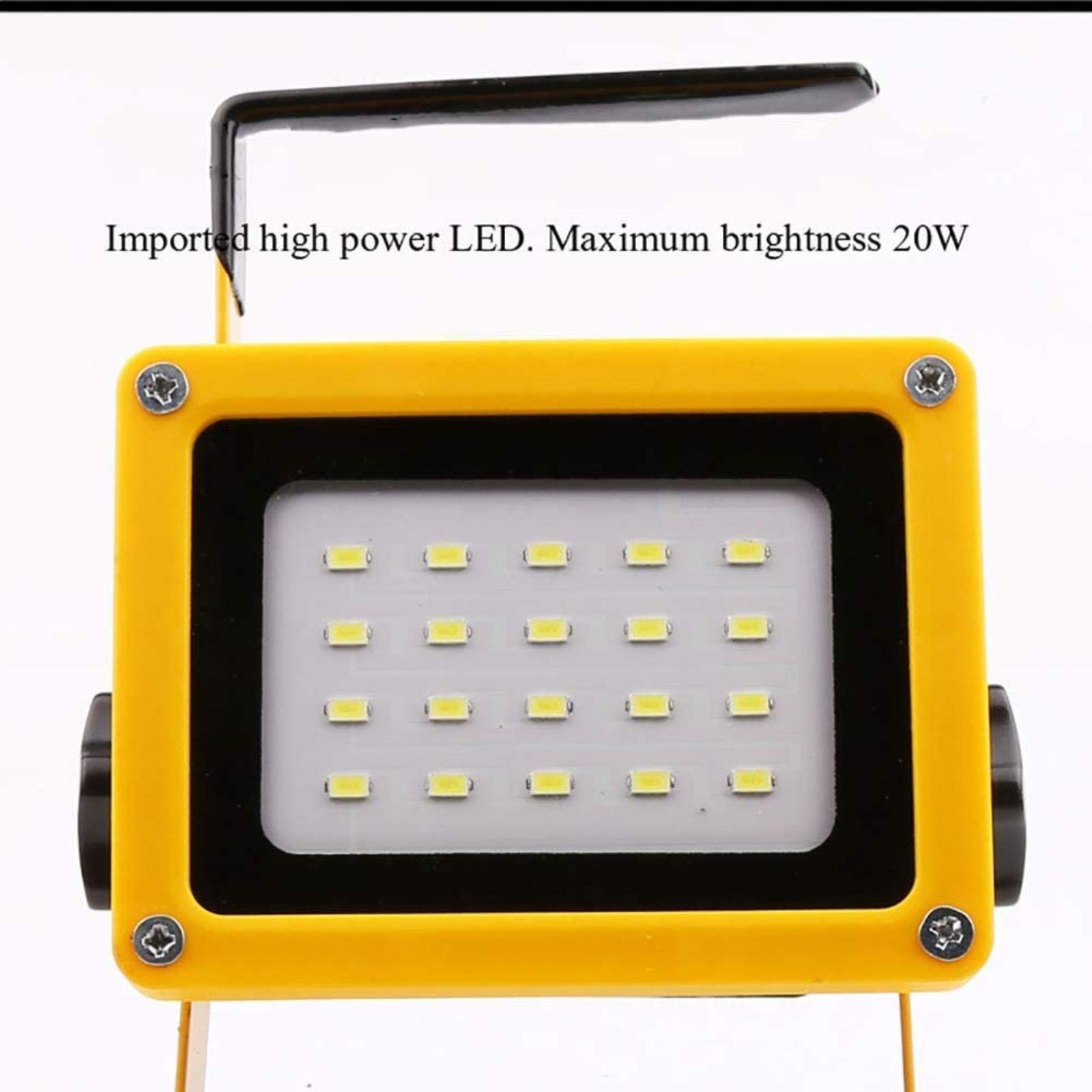 Luz de trabajo LED recargable portátil, 20 W, 500 lm, luz de inundación brillante con soporte, IP65 impermeable para acampar al aire libre, pesca, uso de emergencia