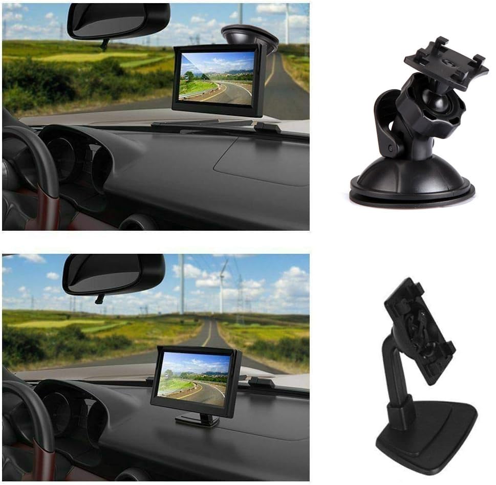4Pin Auto-Rückfahrkamera Parkassistenzsystem, 12V-24V 5 'TFT LCD HD Farb-Rückfahrmonitor + 8 LEDs...
