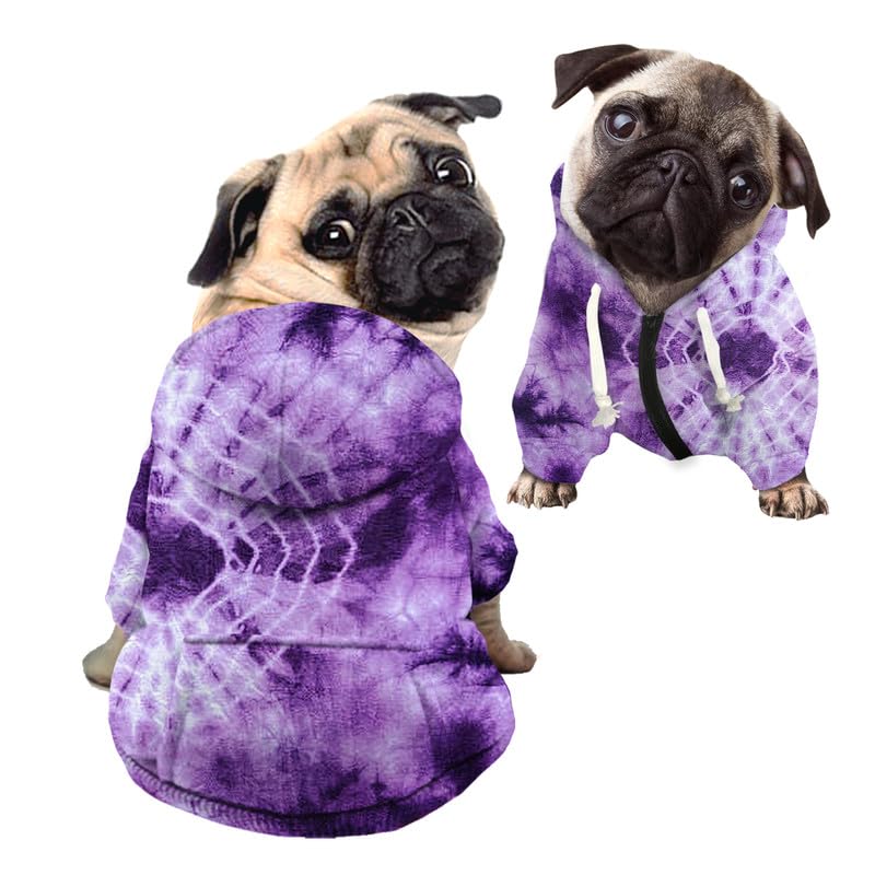 Purple-Tie-Dye-Dog-Pug-Hoodie-Violet-Spider-Web-Tie-Dye-Art-Fashion-Dogs-Corgi-Bulldog-Sweatshirt-Hat-Clothes-Gradient-Pet-Puppy-Cat-Clothing-Hoodies-L