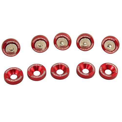 Miniatura 3 de Arandelas de aluminio para el guardabarros JDMSPEED, 20 unidades, Rojo