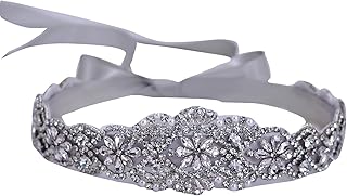 Women's Crystal Thin Wedding Belt Sashes Bridal Sash Belt for Wedding, Bridesmaid Flower Girl Dress Accessories 16IN