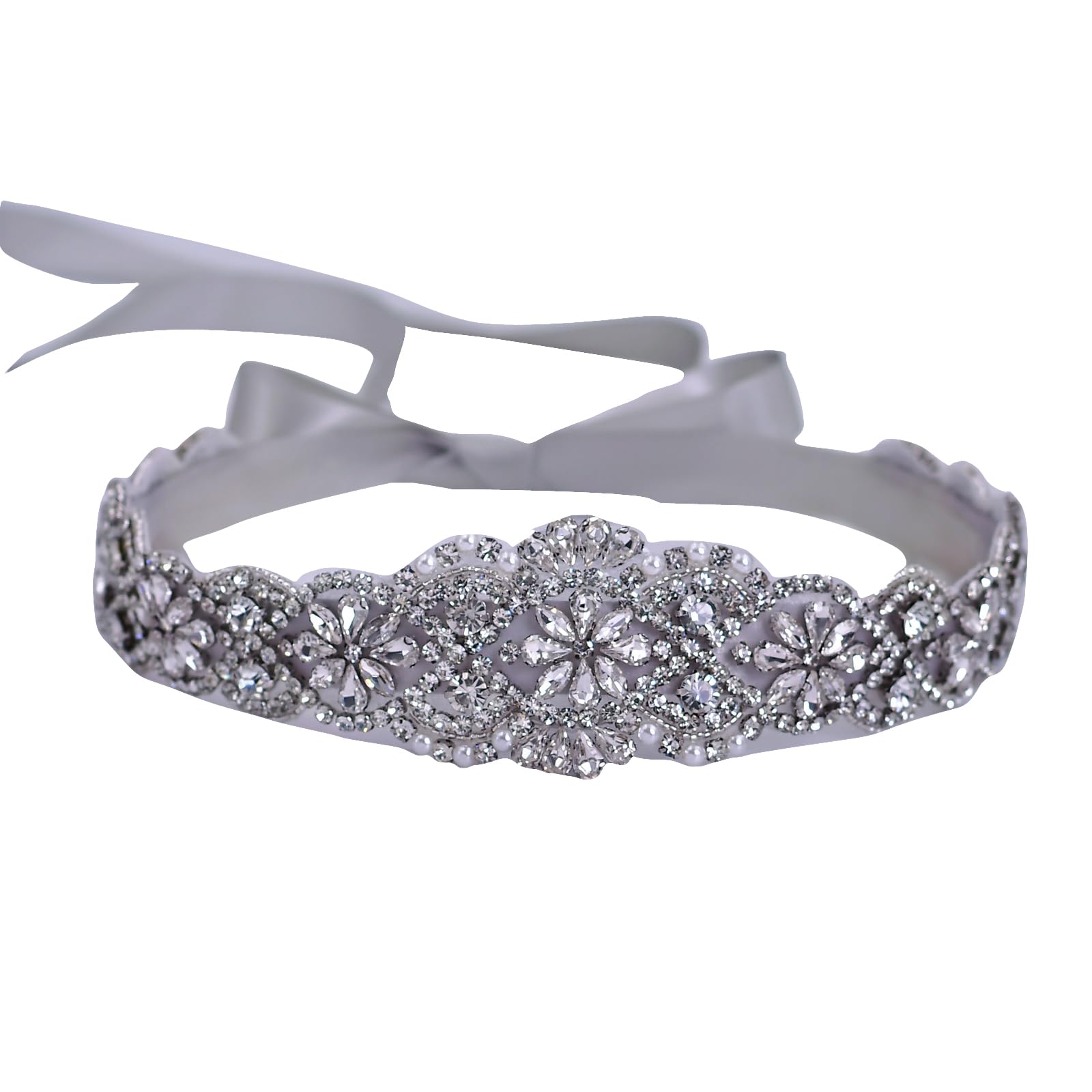 azaleas Women's Crystal Thin Wedding Belt Sashes Bridal Sash Belt for Wedding, Bridesmaid Flower Girl Dress Accessories 16IN, Gray, One Size
