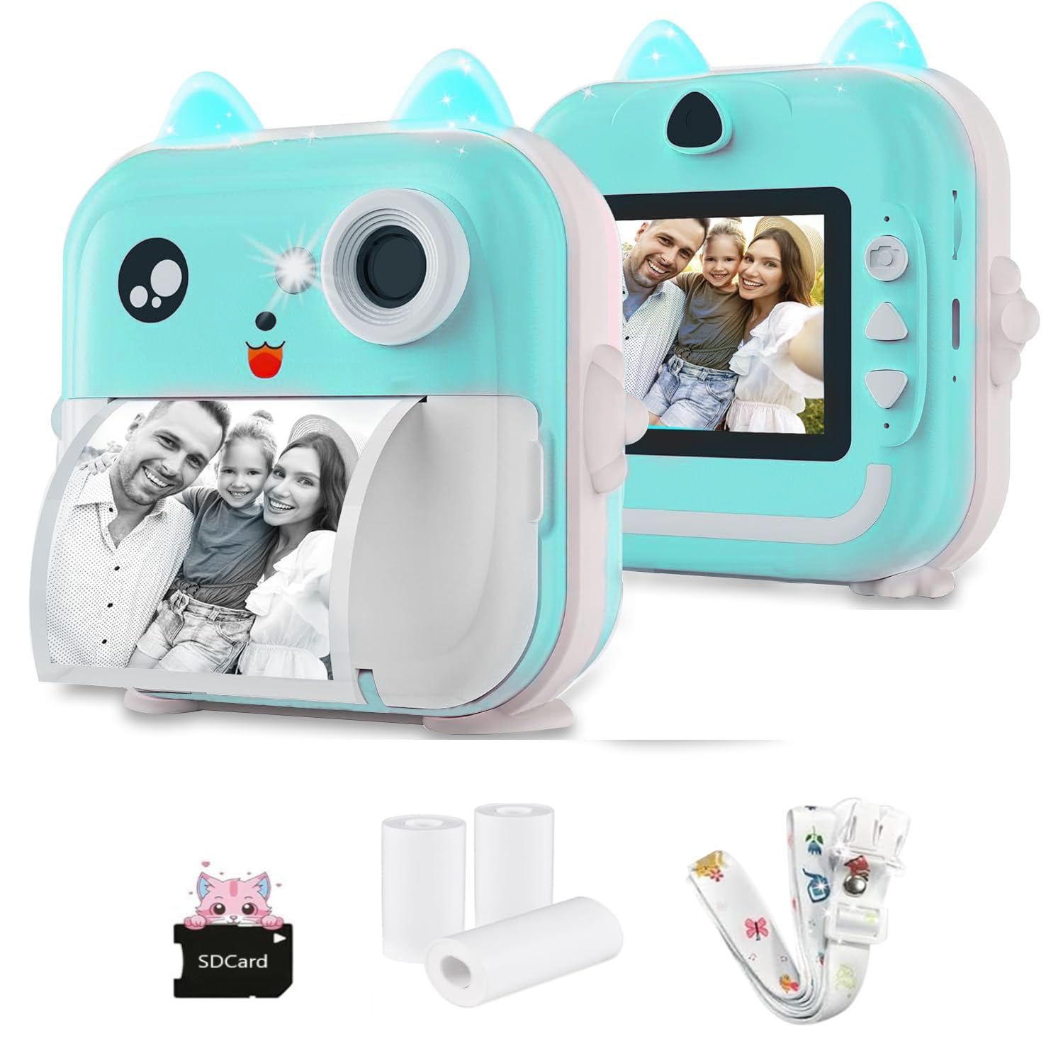 caddle & toes Instant Print Camera for Kids - 1080P HD, 48MP, SD Card, Bluetooth, Free App, 3 Rolls Print Paper, Stickers, Fun Filters, Gift for Boys and Girls - Pink Camera for Kids 4-12 y (Blue)-picture-22