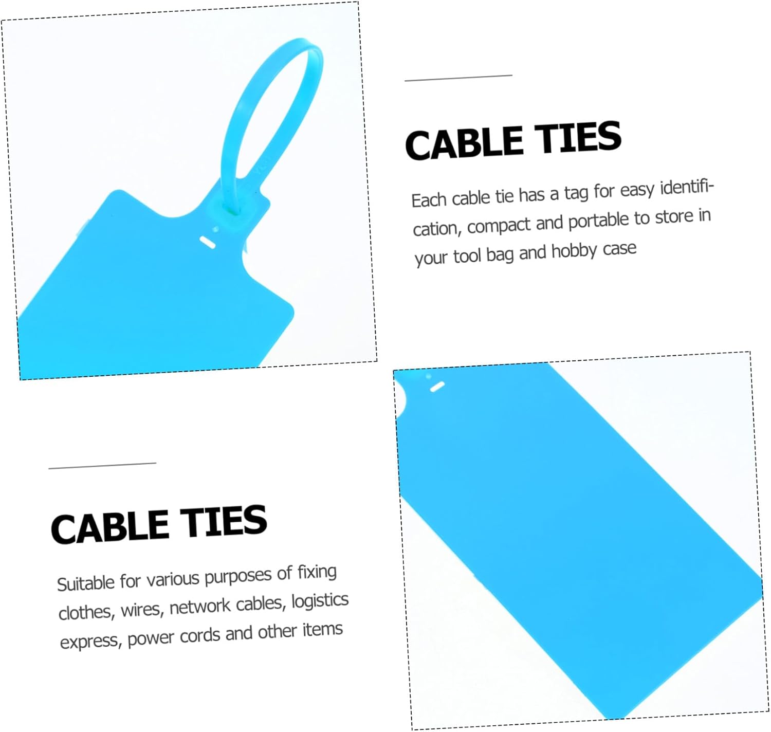 Hemobllo 100pcs Blue Plastic Shipping Labeling Tags with 5.8x100mm Size and Attached Cable for Industrial Packaging and Luggage Identification