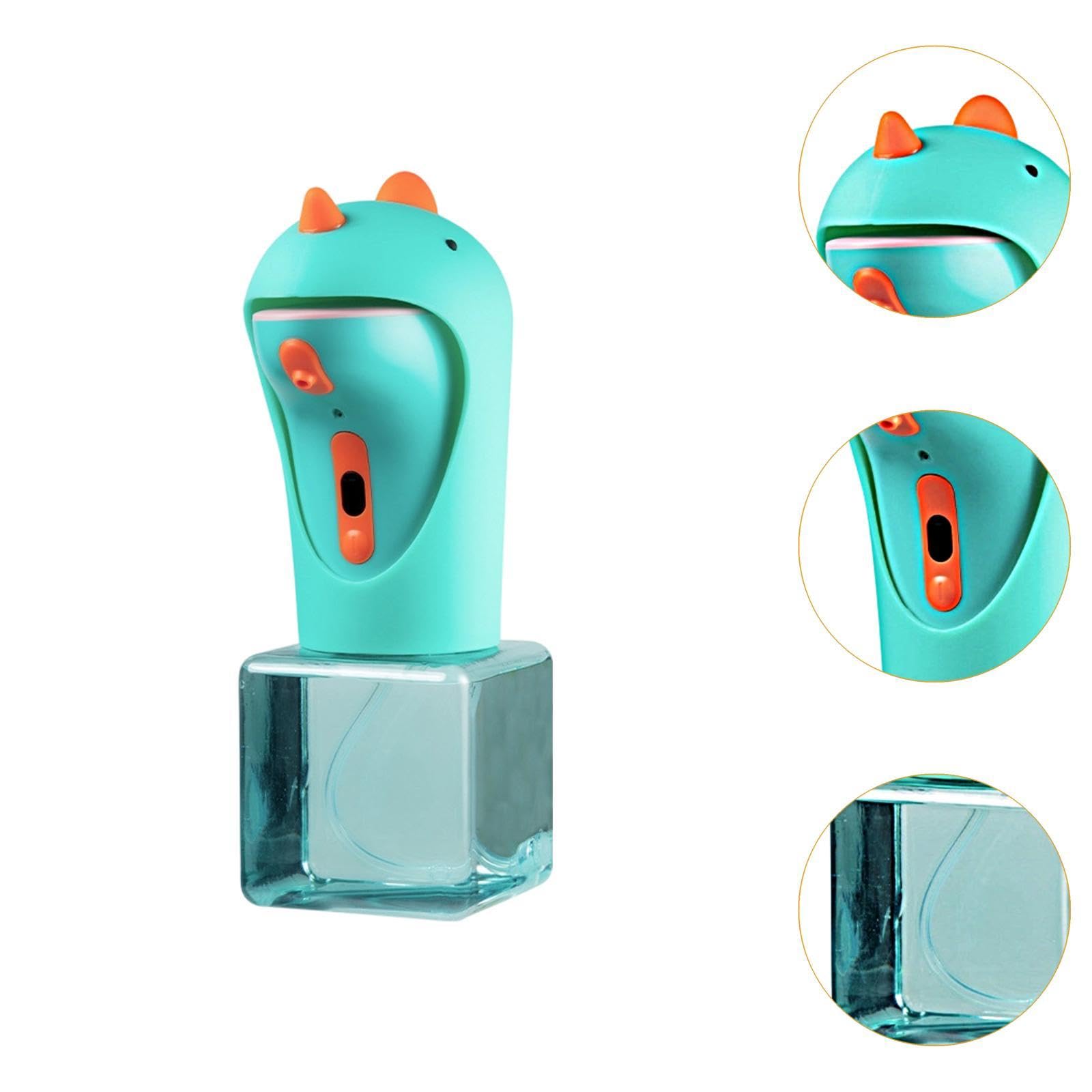 Dispenser Sapone Automatico Schiumogeno Bambini Dino Cartone Animato Finestra Visiva Sensore Igienico Adatto per Bagno Cucina Regalo Bambino, Verde