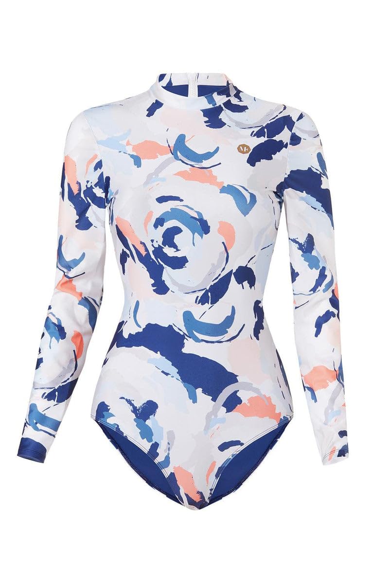 MF -Sea® Willy Belize damskie kąpielówki z długimi rękawami, tkanina poliestrowa i spandex z ochroną UV UPF 50+, idealne do pływania, surfingu i sportów wodnych., Rozmiar M, rozmiar uniwersalny