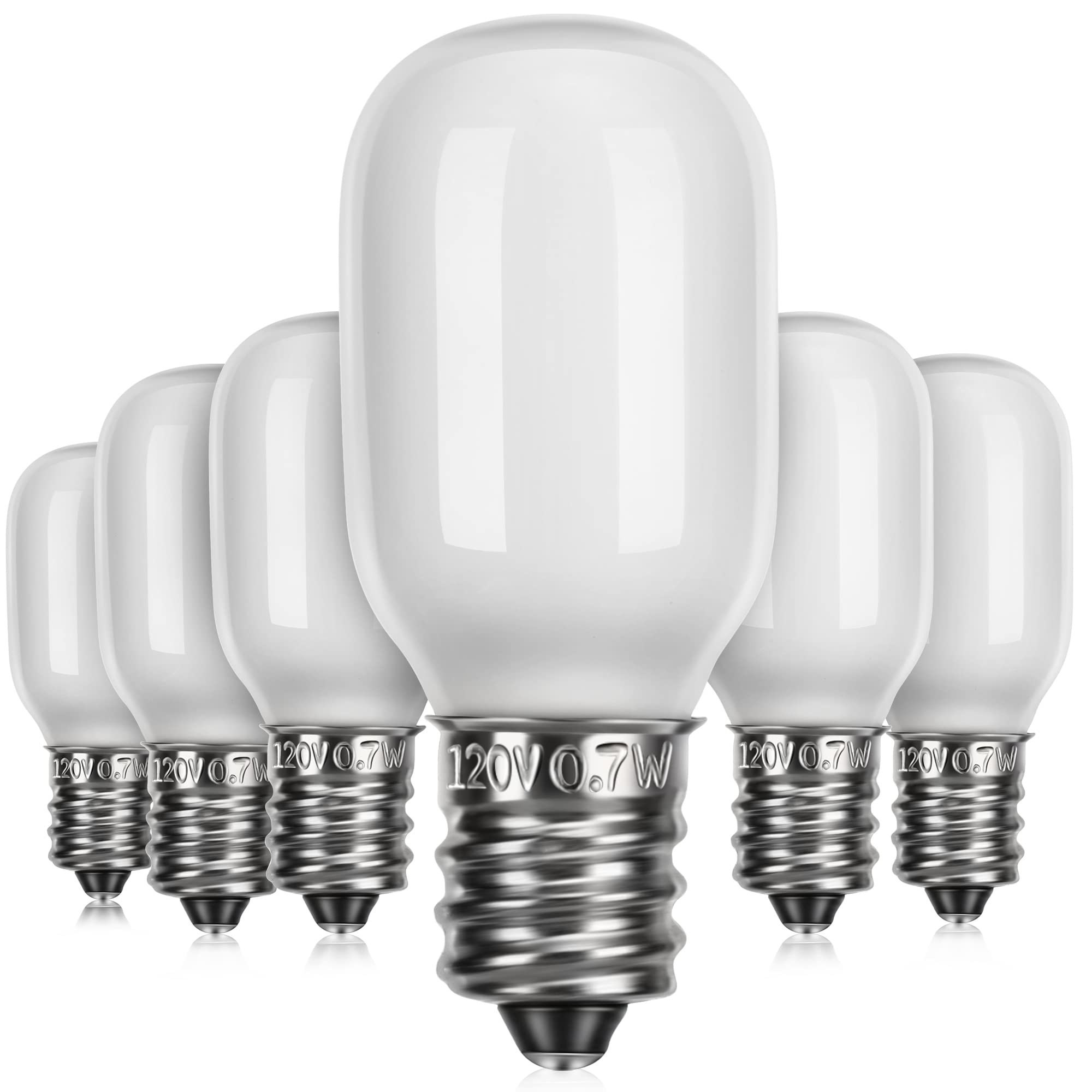 Meonum Christmas Village Replacement Light Bulbs, E12 Candelabra Base T20 LED Bulbs, 0.7W 120V Replacement Bulbs Accessories for Villages Houses Dept 56, Christmas Tree, Halloween Pumpkin(6 Pieces)