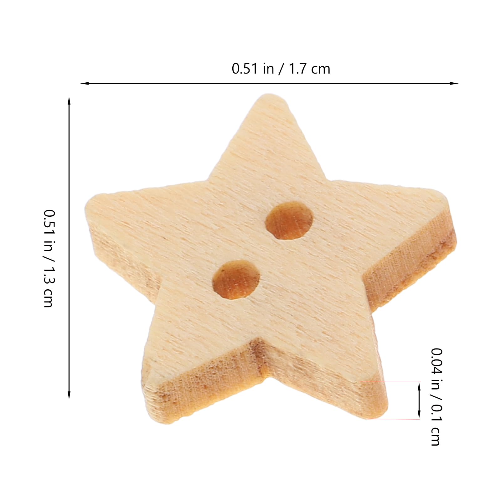Tofficu 200pcs Five-Pointed Star Shaped Wooden Buttons with Two Holes for Sewing Crafting, Scrapbooking, and DIY Projects - Image 2