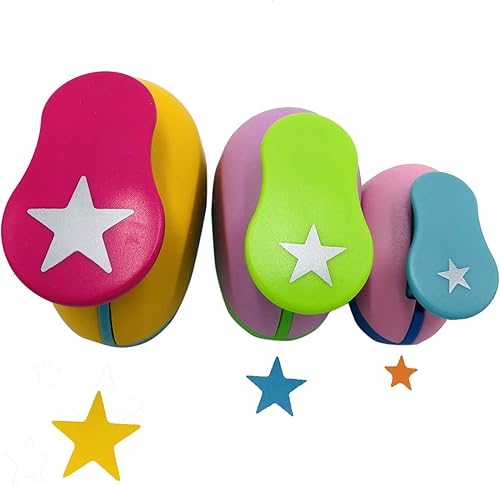 Worldoor Crafts - Juego de punzones de papel (0.315 in, 0.591 in, 0.984 in, 3 unidades, estrella)