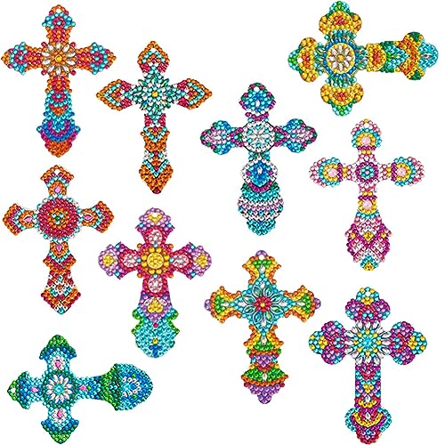 Peinture diamant en forme de croix Lot de 10 marque-pages DIY