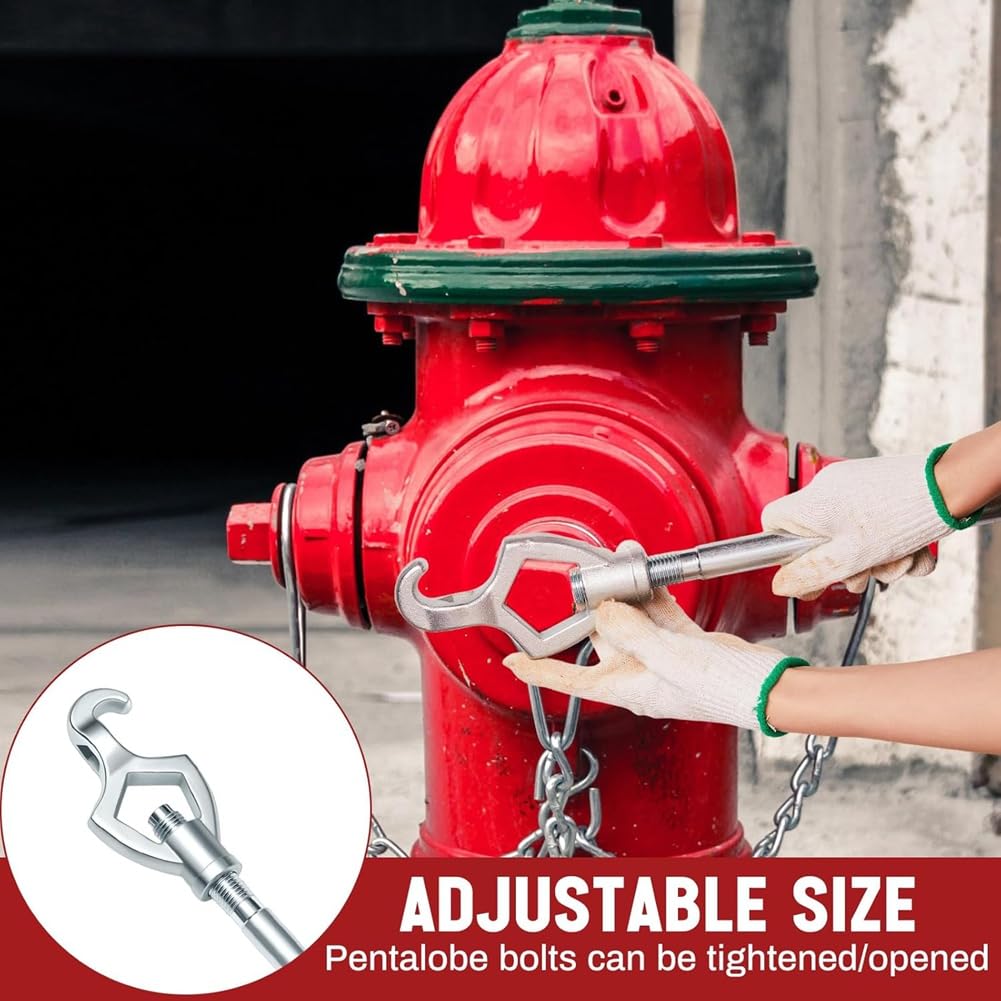 Llave de boca de incendios ajustable, llave de hidrante de 1-1/2 a 3 pulgadas, 20 pulgadas para apretar tuercas de fuego