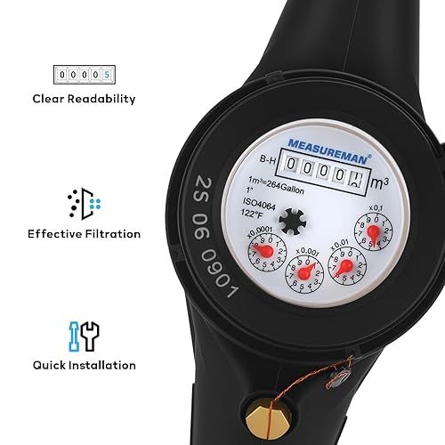 Miniatura 5 de MEASUREMAN DN-25 1" Medidor de agua Multi-Jet Cuerpo plástico no pulsado Medición de flujo de agua industrial